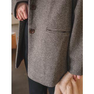 Plus Size Notched-lapel Checked Blazer