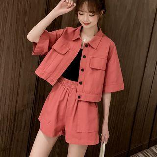 Set: Button Short-sleeve Shirt + Shorts