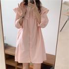 Long-sleeve Layered Collar Mini Shirtdress
