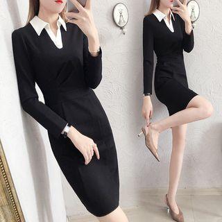 Long-sleeve Collared Mini Dress
