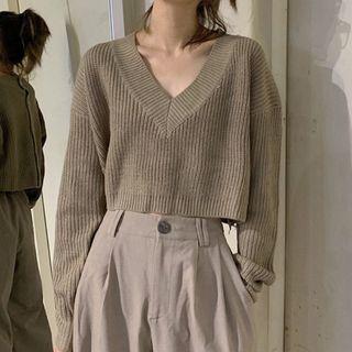 Button Crop Sweater