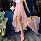 Tiered A-line Chiffon Midi Skirt