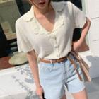 Short-sleeve Scallop-edge Cardigan
