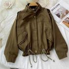 Drawstring Stand Collar Cargo Jacket