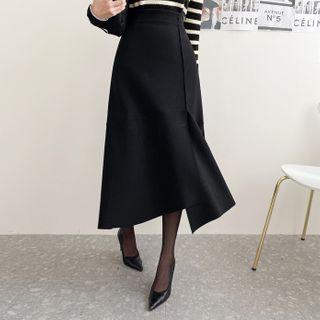 Asymmetric A-line Maxi Skirt Black - One Size