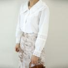 Lace-collar Cotton Blouse Ivory - One Size
