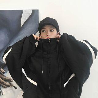 Color-block Loose-fit Batwing-sleeve Jacket