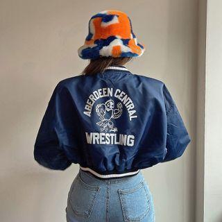 Printed Cropped Bomber Jacket