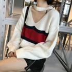 Open Front Striped Sweater