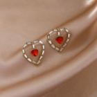 Love Crystal Stud Earring Red - One Size