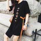 Short-sleeve Lettering Tie-side T-shirt Dress
