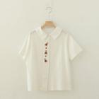 Short-sleeve Bear Embroidered Blouse