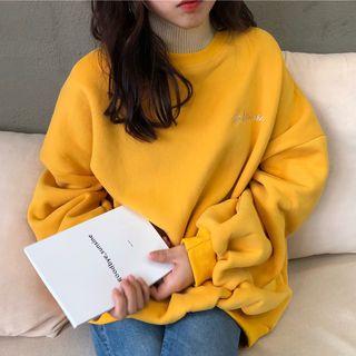 Mock Two-piece Turtleneck Lettering Sweatshirt