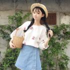 Crew-neck Embroidered Blouse