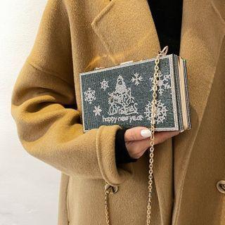 Rhinestone Christmas Tree Chain Crossbody Bag