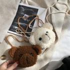 Faux Shearling Bear Crossbody Bag