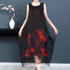 Print Sleeveless Silk Dress