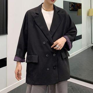 Contrast Cuff Double Breasted Blazer