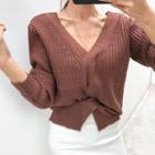 V-neck Knot-front Sweater