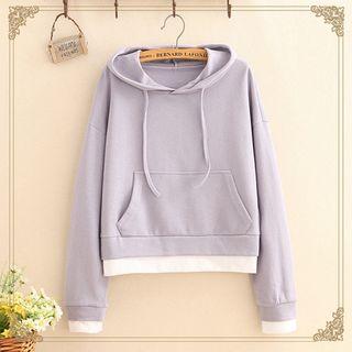 Mock-two Piece Drawstring Hoodie