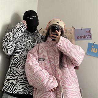 Zebra Stripe Revisable Zip Padded Jacket