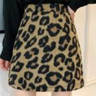 Leopard Print Chenille High-waist Miniskirt