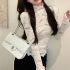 Turtle-neck Lace Top