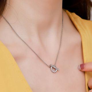 Geometric Rhinestone Pendant Necklace 1 Pc - Silver - One Size