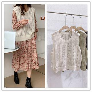 Mohair Pointelle Knit Vest