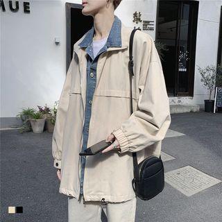 Mock Two-piece Denim Zip Jacket