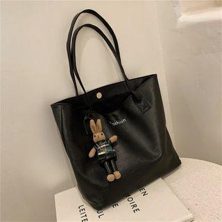 Lettering Faux-leather Tote