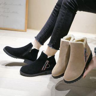Fleece-lined Zip-up Ankle Boots