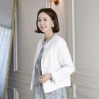 Round-neck Patch-pocket Tweed Jacket