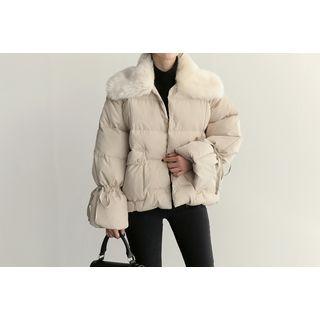 Tie-sleeve Faux-fur Padded Jacket