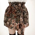 Buckled-waist Floral Print Mini Skirt