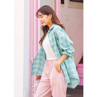 Plus Size - Vivid Glen-plaid Check Shirt