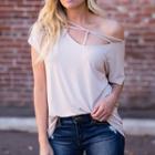 Cut-out One-shoulder Short-sleeve T-shirt