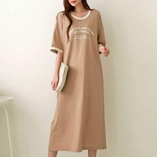 Ringer Letter Long T-shirt Dress