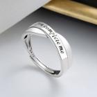Lettering Layered Sterling Silver Open Ring 474fj - Silver - One Size