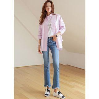 Round-hem Plain Shirt