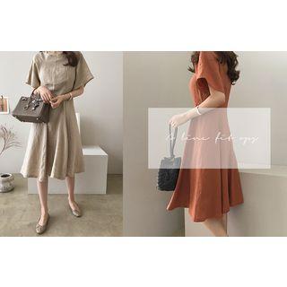 A-line Linen Midi Dress