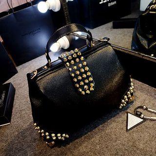 Faux-leather Studded Satchel