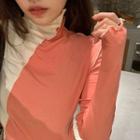 Mock-neck Color-block Ruffle Top