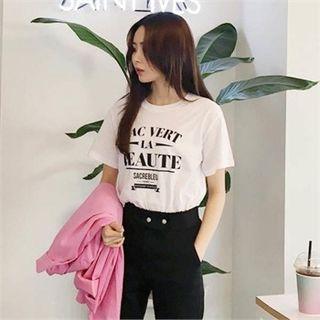 Round-nek Lettering T-shirt