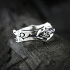 Engraved Jagged Sterling Silver Ring