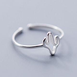 925 Sterling Silver Cactus Open Ring Silver - One Size