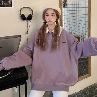 Fleece Collar Polo Sweatshirt