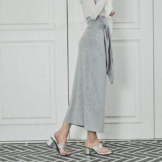 Knot-front Long Skirt
