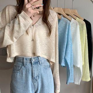 Long-sleeve Cropped Knit Jacket