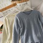 V-neck Cable-knit Top In 5 Colors